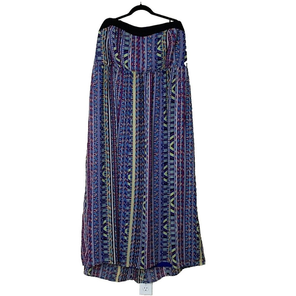 NWT Torrid Women's Strapless Maxi Dress Tribal Stripe Zip Back Lined Size 26 $69